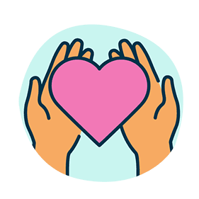 Hands embracing a love heart