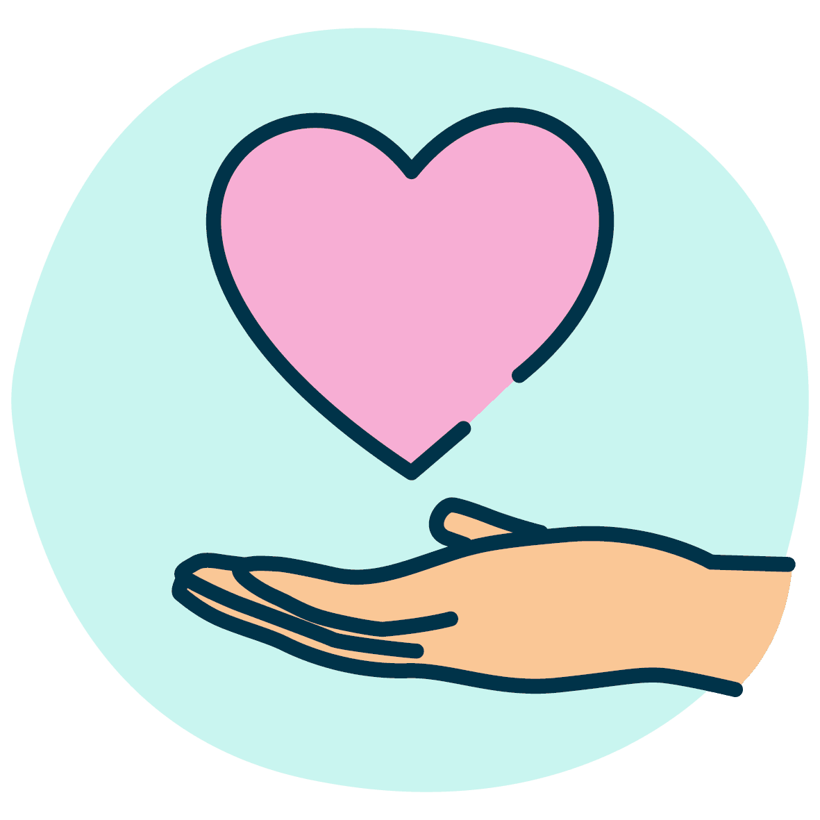 Heart in hand icon